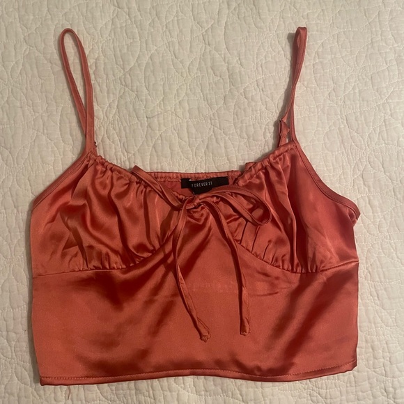 Forever 21 Stain Cropped Tank Top, Peach - Picture 2 of 2